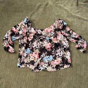 Floral Women's Top - Black, Pink, Blue